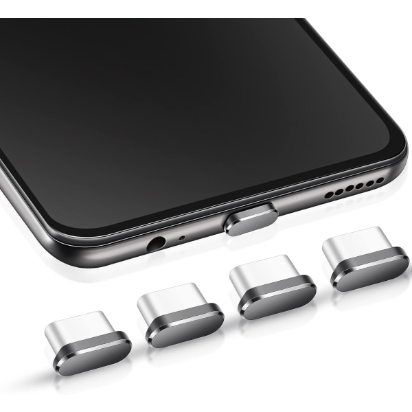 4 stk. (grå) USB C støvpropp Type-C anti-støvdeksel kompatibel