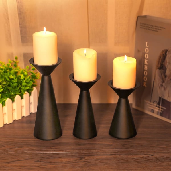 3 sorte tilspidsede lysestage lysestage Deco Soveværelse Home Livin