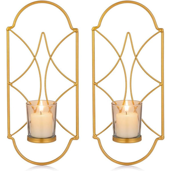 2 Ljusstakar Tealight Ljusstake Metall Väggmonterad Ljus