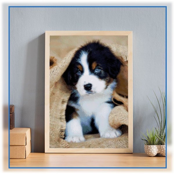 Diamantmaleri - Country Puppy - 30x40 cm - 5D Diamantmaleri,