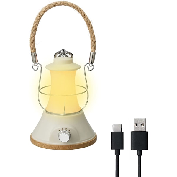 Genopladelig Campinglampe, (Hvid) Retro Udendørs Campinglampe, 3