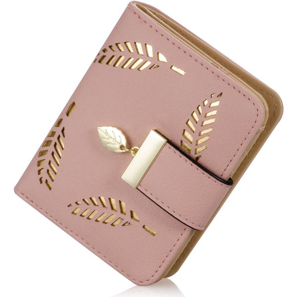 （Pink）Women's Coin Purse, Bifold Leather Coin Purse Leather Walle