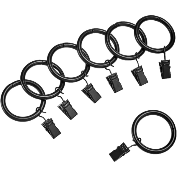 1.5 Inch Curtain Clip Rings, 7 Pack, Black