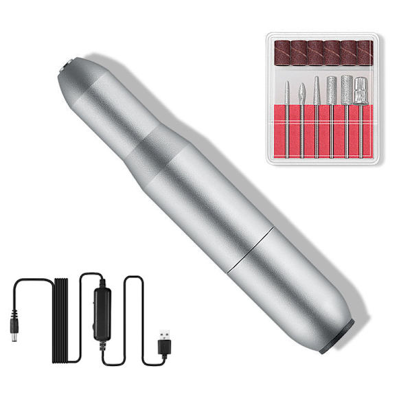 Silver Elektrisk Nagelslip, Bärbar Elektrisk Nagel- och Fotfil