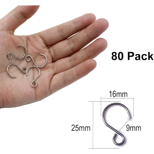 [80 Pack] S-formade kristallpärlhållare 25mm Mini krok DIY Je