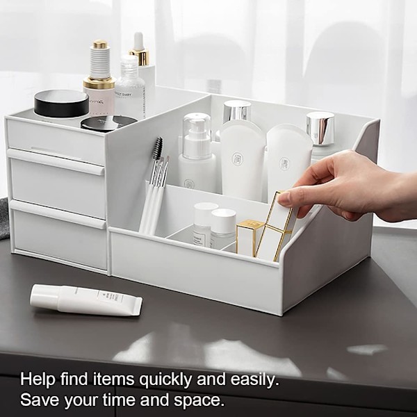 Skrivebords Makeup Organizer Skuffer, Kosmetik Opbevaringskasse Kontor