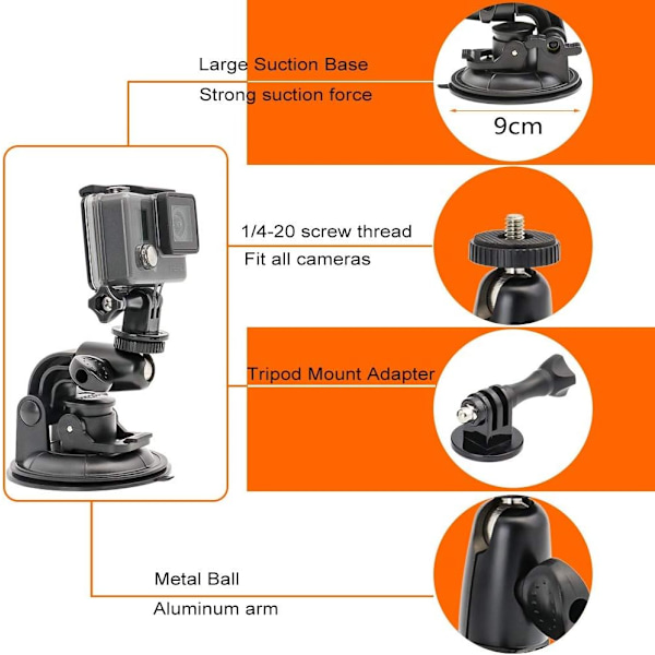 Auto sugekopholder til GoPro, bilsugkopholder