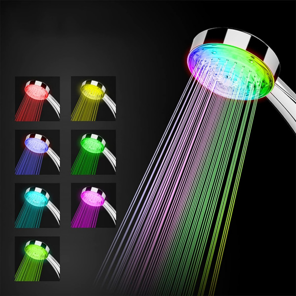 LED Brushoved, Universal Brushoved til Badeværelse, 7 Farver Automatisk