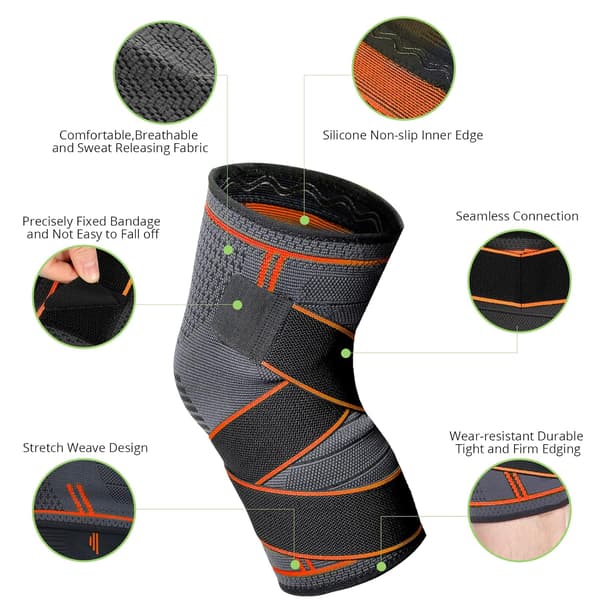 Sportknäskydd, 2-pack XXL orange elastiska justerbara knäskydd