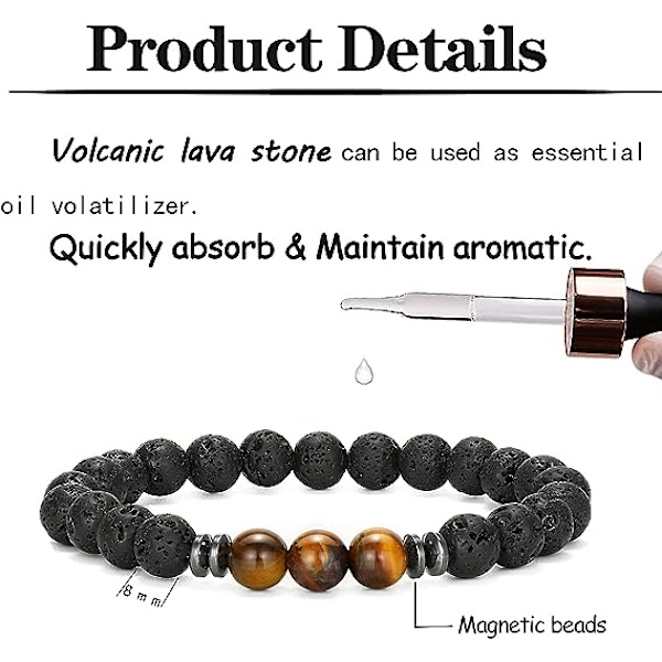 Frostet vulkansk sten blå fyr 3 stykker 8mm perle armbånd til m