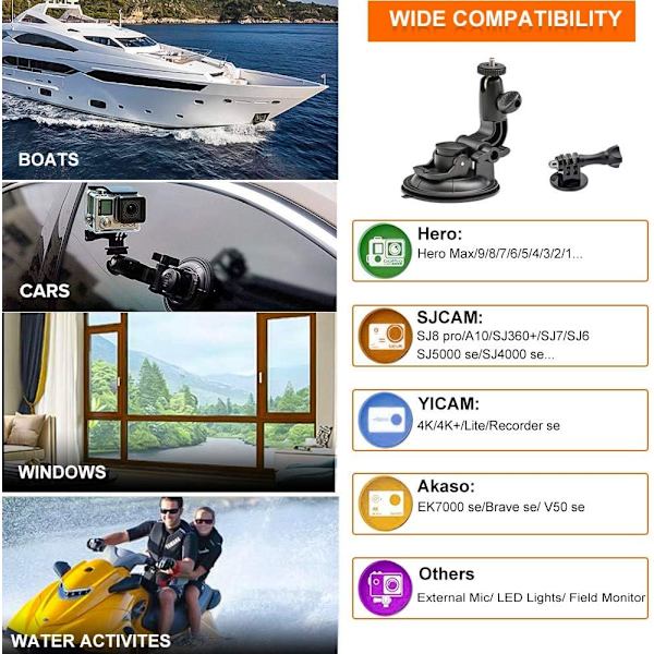 Auto sugekopholder til GoPro, bilsugkopholder