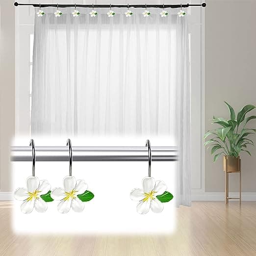 12-pack duschdraperiringar, duschdraperiringar i metall och harts