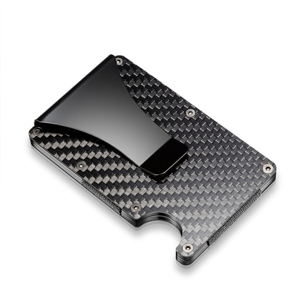 Sort Carbon Fiber Herre Simple Wallet - Bloker Kreditkort Klip M