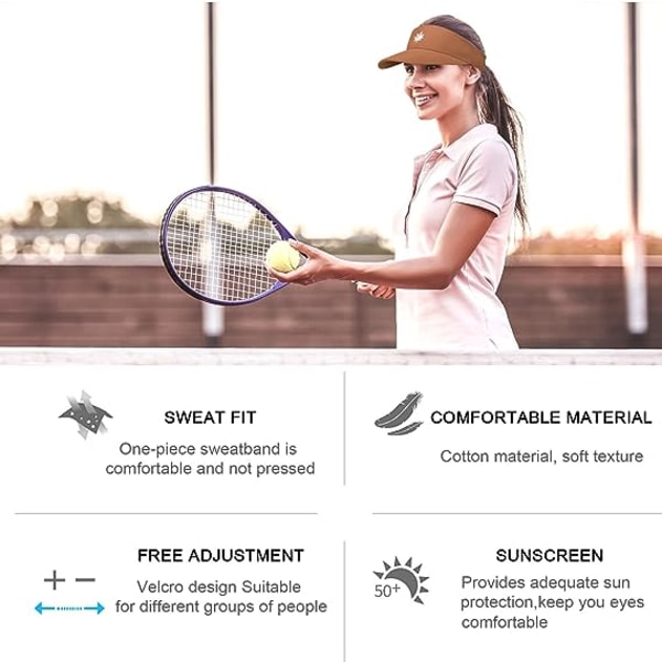Kvinners Solhatt - Unisex Visor Cap, Lønneblad Brodert Justerbar