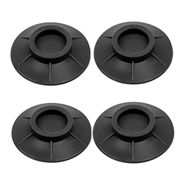 4x Vibrationsdämpare - Gummifötter för Tvättmaskin Svart