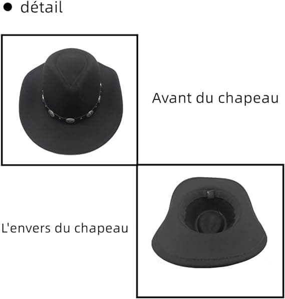 Cowboy Hat til kvinder Western Jazz Hat til mænd Sort