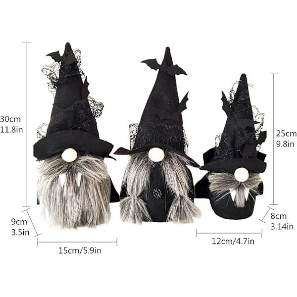 3 kpl Halloween-tonttu nukke pehmo naamioton nukke pitkällä parralla Hal