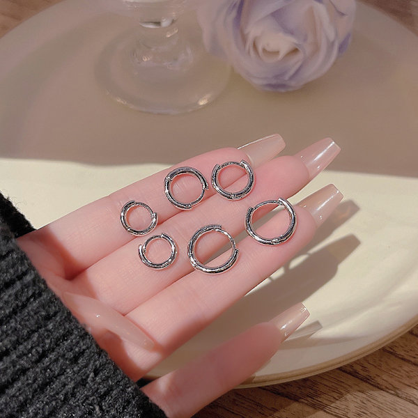 Silverring 3-delat set 2023 New Fashion Sweet Cool Style Örhänge