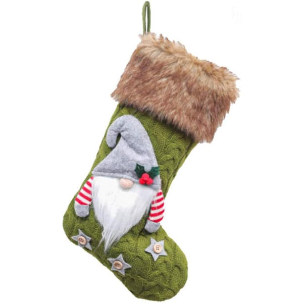 1 st julstrumpa stickad tomte strumpa handhängande strumpa