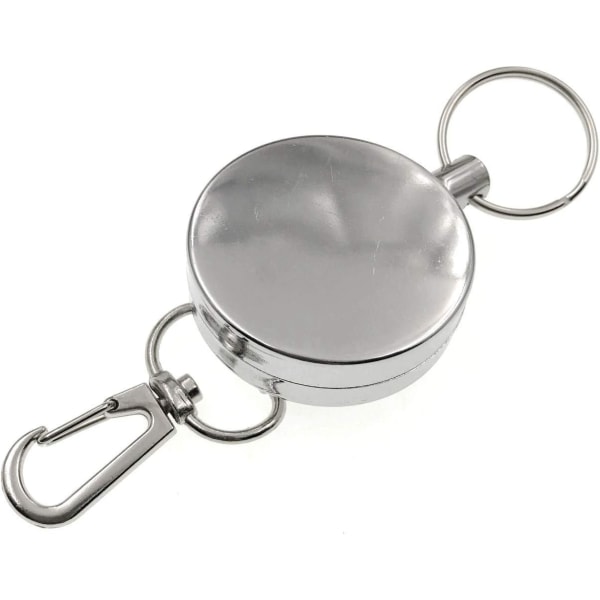 3 x Retractable Keychain with Belt Clip and Steel Reel Chain, Ret