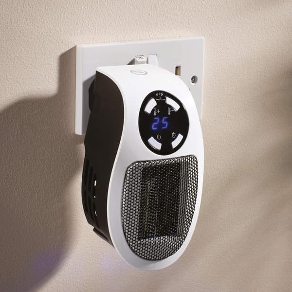 Vit 500W Plug In Kraftfull Mini Värmare med LED-display och Dig
