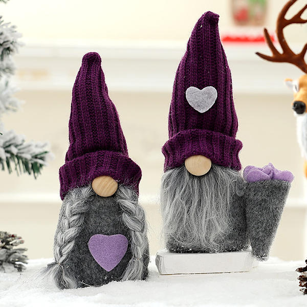 Tomte Dekorationer Handgjorda Plysch Dekorationer Lila Vinter Jul
