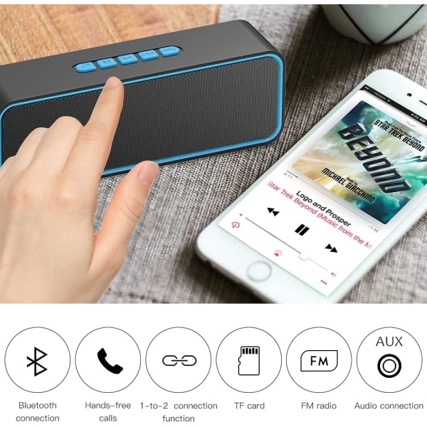 Bluetooth-højttaler, bærbar Bluetooth 5.0-højttaler med 3D Hi-Fi S