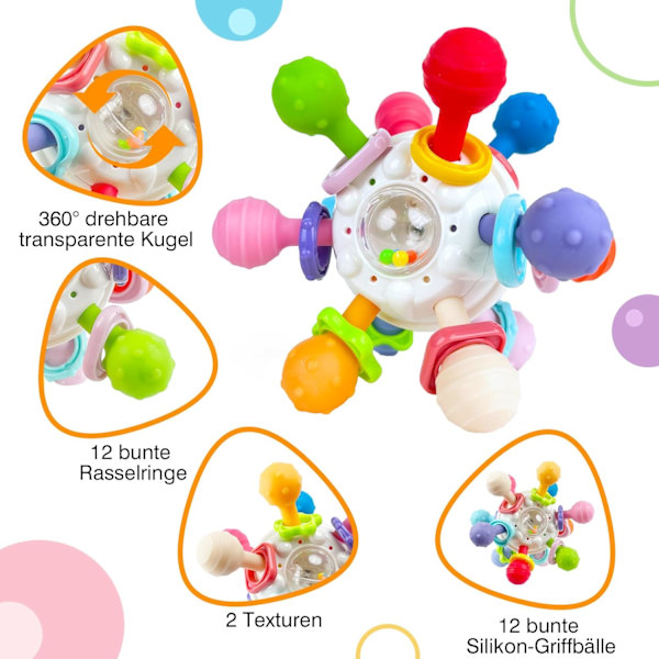 Baby Teething Toy Ball for Birth 0-3 Months, Sensory Developmenta