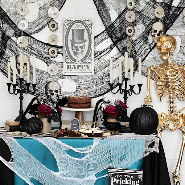 3 stk. (sort) Halloween uhyggelig klæde 78 x 30 tommer, Spooky Hallo