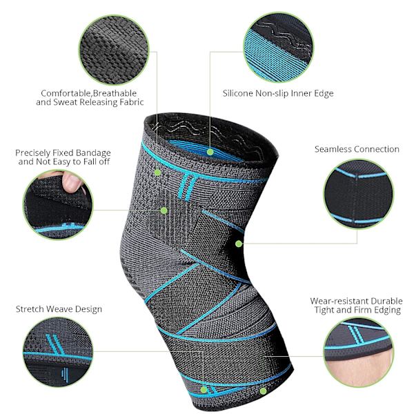 Blå sport knäskydd, 2-pack xxl elastiska justerbara knäskydd,