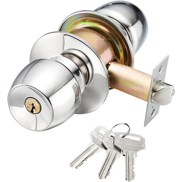 Nyckelhålsdörrlås (storlek: 60 mm), kuldörrknoppar med nycklar, r