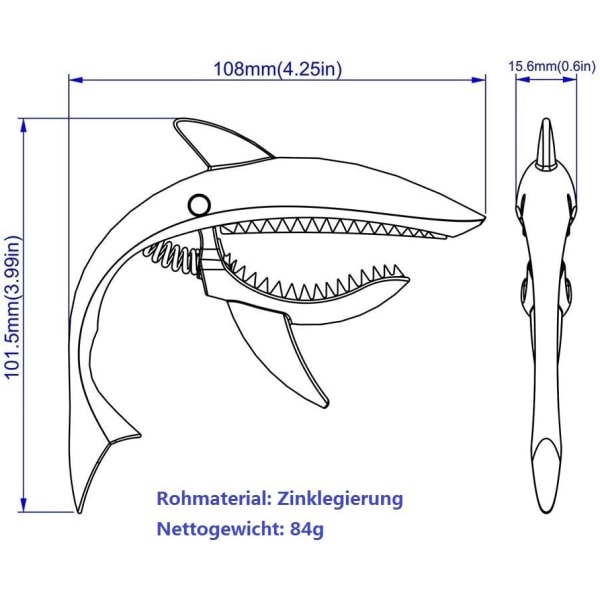 Zink Alloy Gitarr Capo Shark Capo för Akustisk och Elektrisk Gitarr