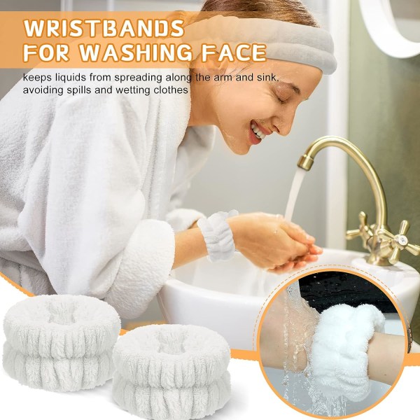 3 delar ansiktstvätt pannband och armband Set Facial Spa pannband