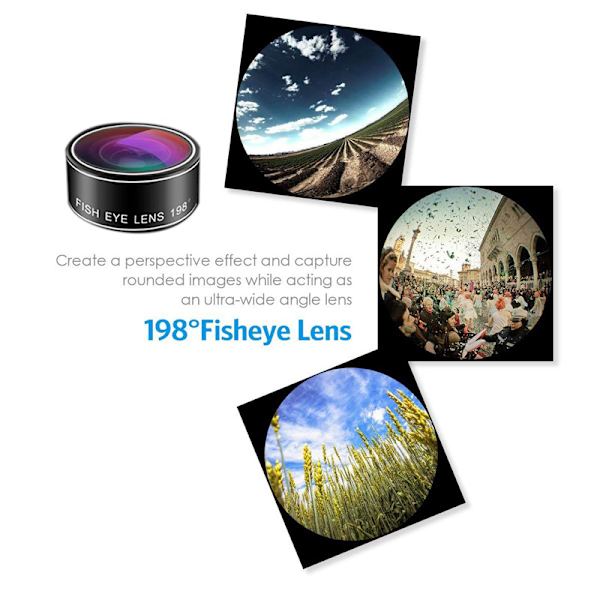 Full HD Fisheye vidvinkel makro 7-i-1 teleobjektiv presentförpackning U