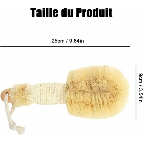 Sisal Børst, Rygbørst til Brusebad, Tør Børst til Kroppen, Anti-Cellulite Børst