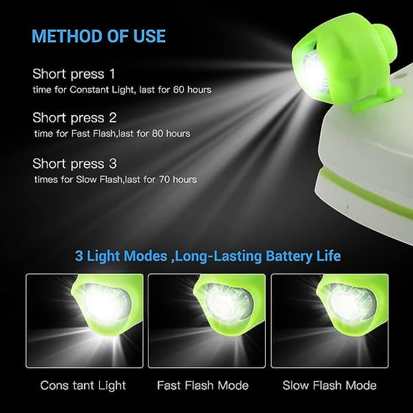 Grønne forlygter til Croc-sko - 2X Glow in The Dark LED-clogs Sh