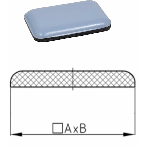 8x Teflon PTFE selvklæbende rektangulær 35 x 25 mm Teflon glider