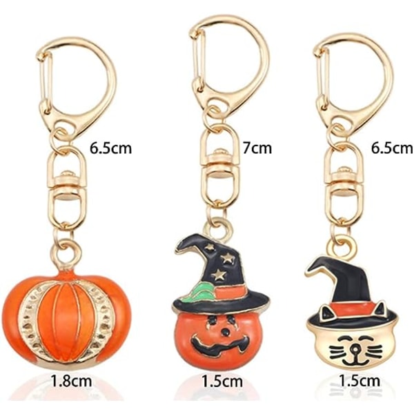 3 stk. Halloween nøglering græskar hat kat taske pung vedhæng nøgle Cha