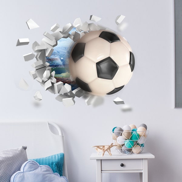 3D fotboll väggdekaler, fotboll dekaler för sovrum för pojkar
