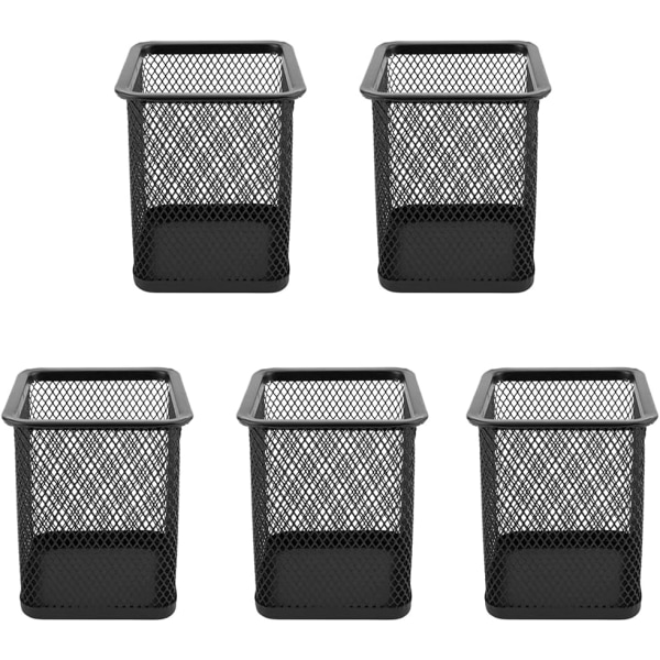 5 stk. firkantede penneholdere, metalnet penneholder, net pennepot,