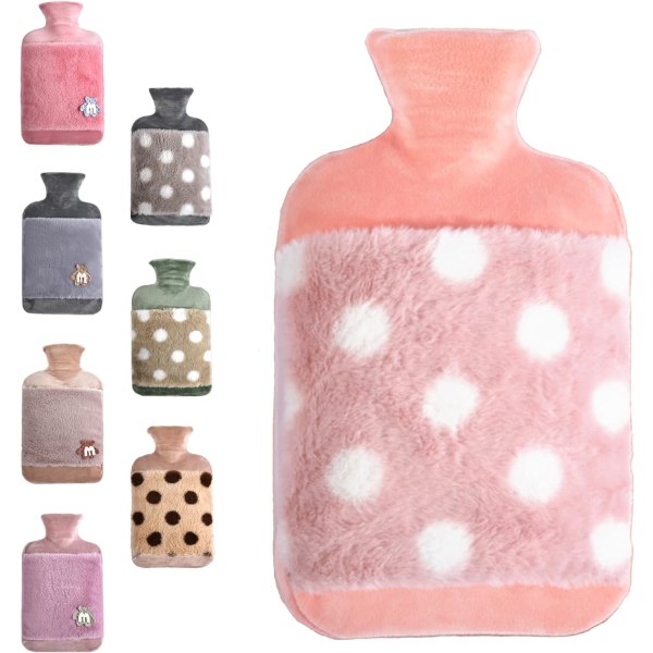 Hot Water Bottle with Cover, 2L Large Rubber Hot Water Bottle for