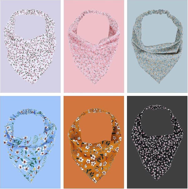 6 stk. Blomsterhovedtørklæde Hovedbånd Chiffon Hårbånd Elastisk