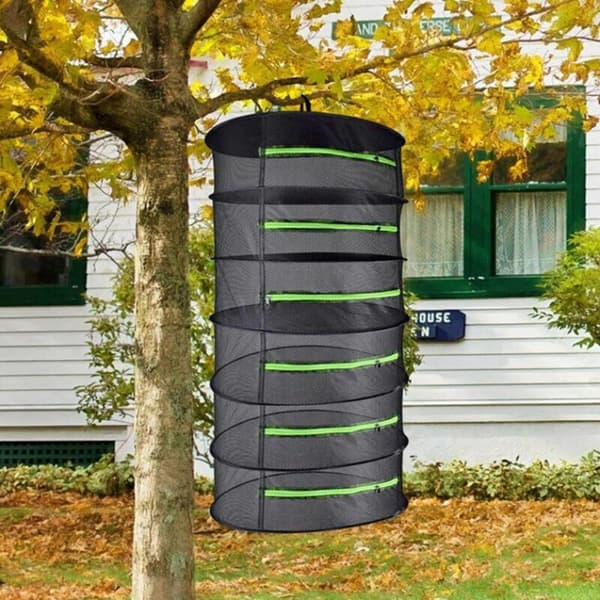 6 Lags Mesh Plantetørring Net, Foldbart Hængende Net, Sort Herba