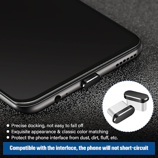 4 stycken (svart) USB C dammskydd Typ-C dammskydd kompatibel
