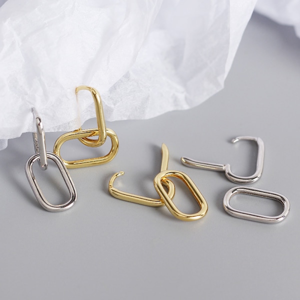 Dubbla öglor dinglar små creolörhängen 925 sterling silver Perso