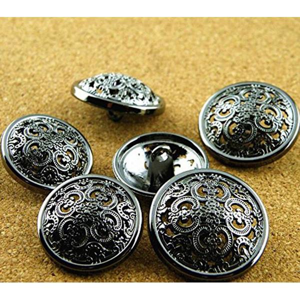 10 kpl (musta, 20 mm) Vaatteiden nappi - Retro ontto ompelunappi M