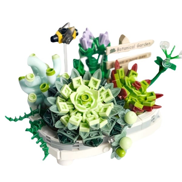 Ett set med byggklossar för saftiga växter och körsbärsblommor - a