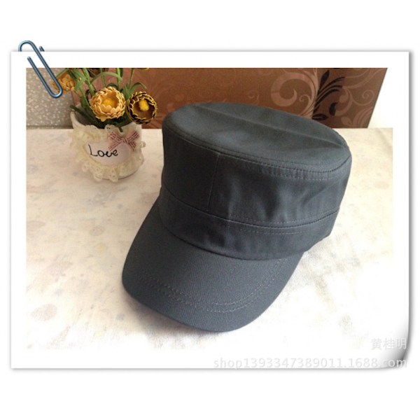 Grå Militär keps Armé keps - Flat Army Cap grå en storlek