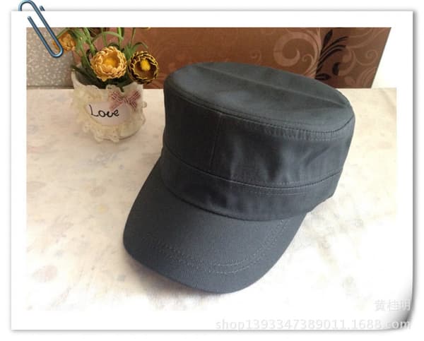 Grå Militærlue Hærlue - Flat Army Cap grå én størrelse