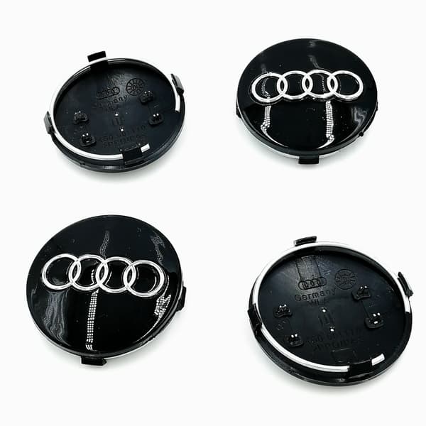 Audi sorte 60mm, 4-delt sæt af Audi alufælge, emblemer